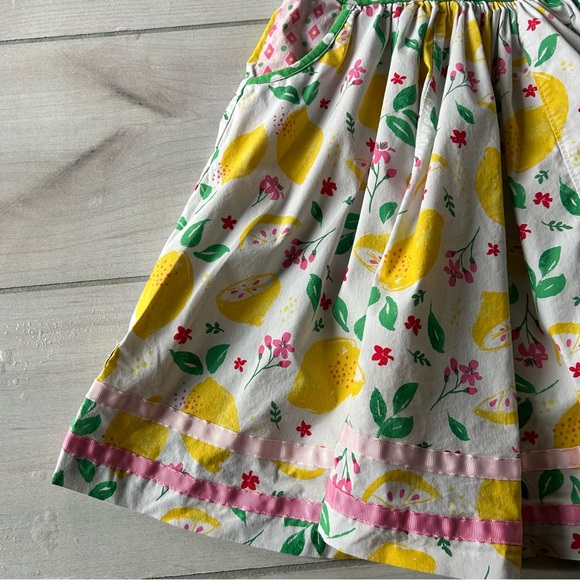 Wildflowers Lemon Print Pink and Yellow Kids Dress - Picture 3 of 3